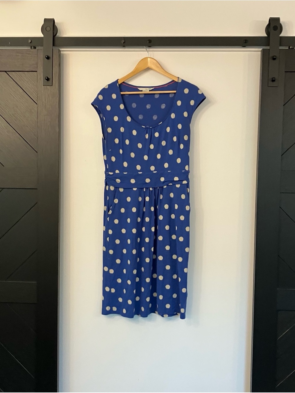 Boden Blue Polka Dot Midi Dress